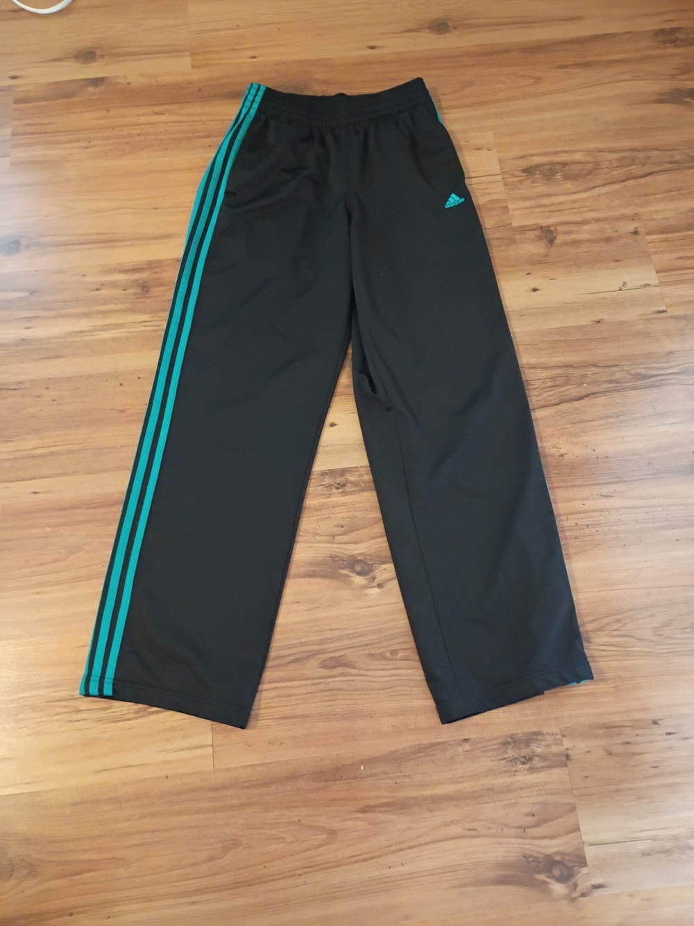 adidas Black Sweatpants with Teal Side Stripes